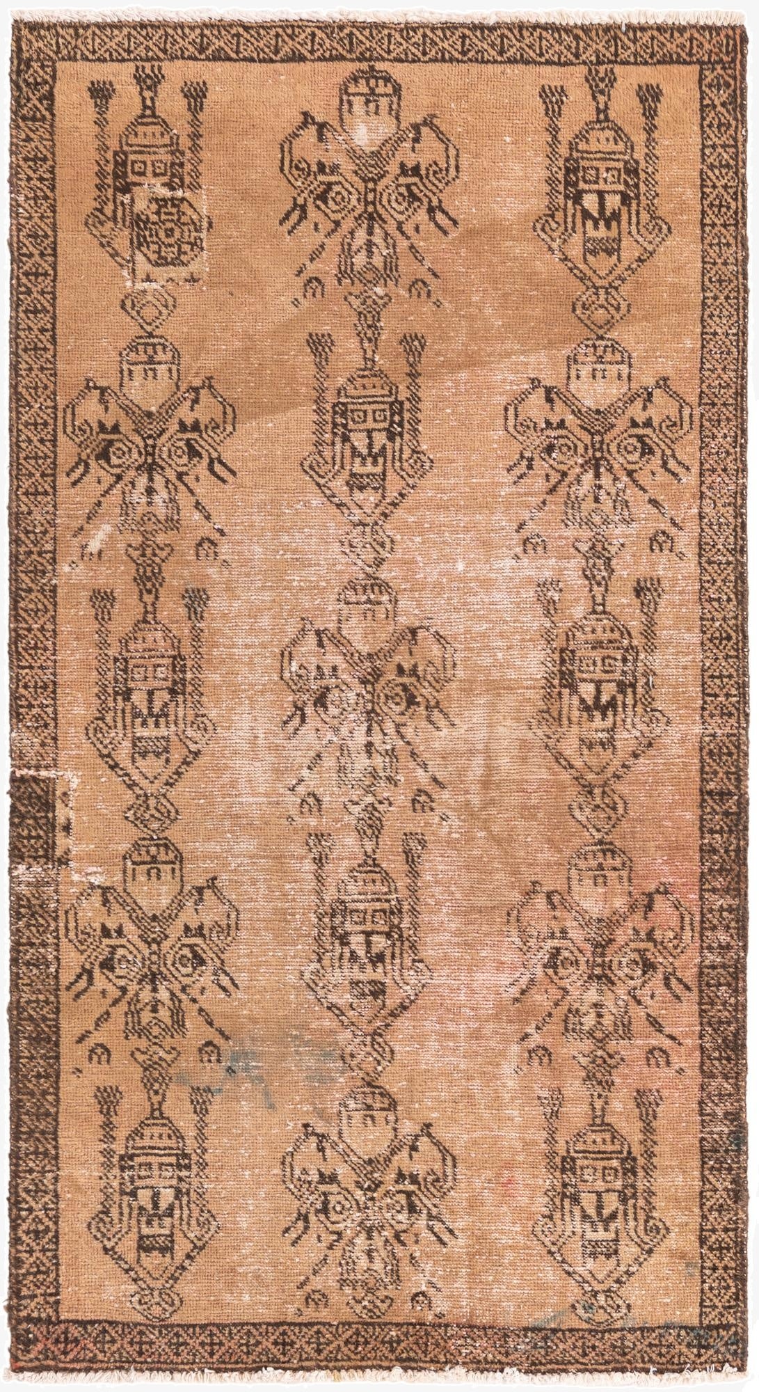  3' 1 x 5' 7  Hand Knotted Ultra Vintage Persian Wool Runner Rug