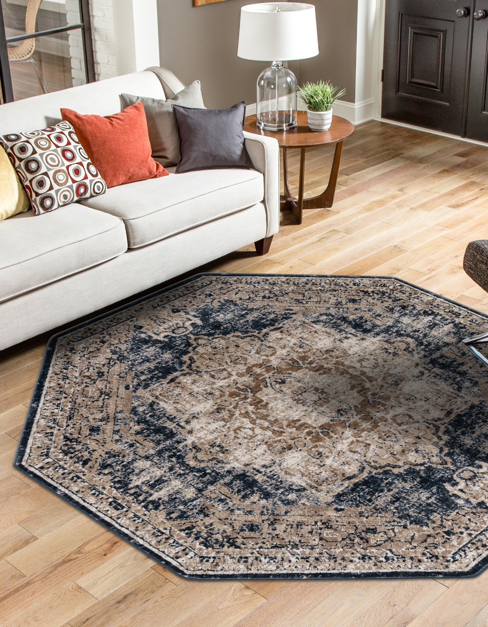 Dark Blue 7' 1 x 7' 1 Eliza Octagon Rug | Rugs.com