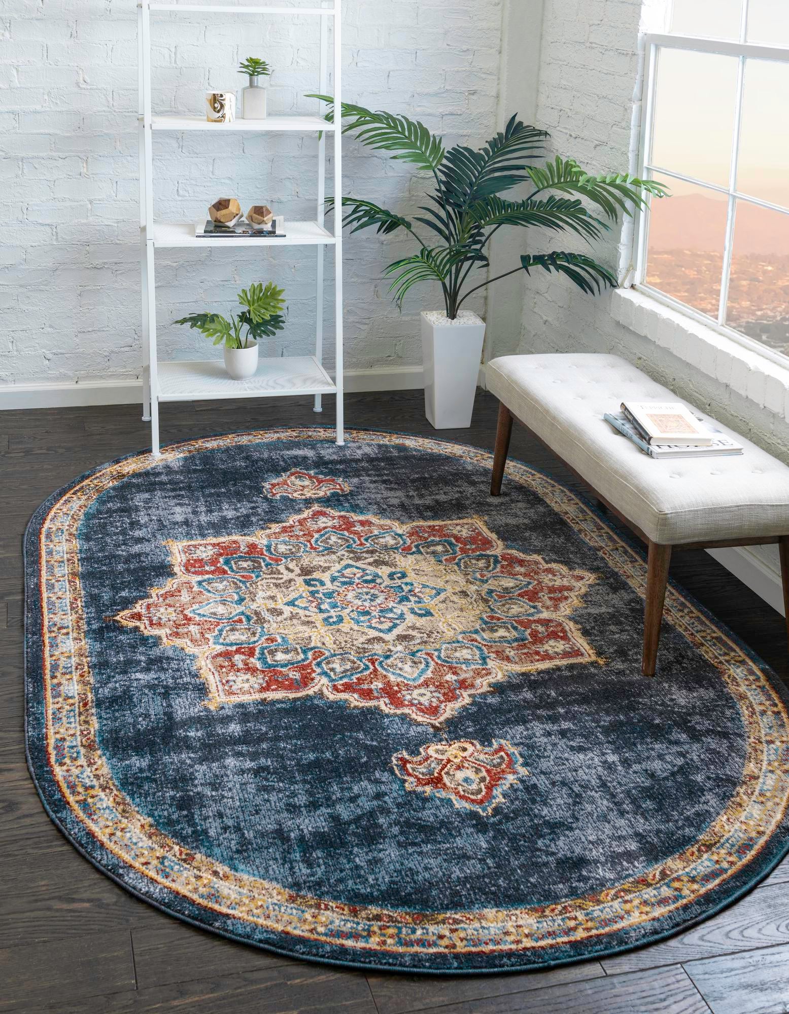 Dark Blue 3' 3 x 5' 3 Eden Oval Rug | Rugs.com