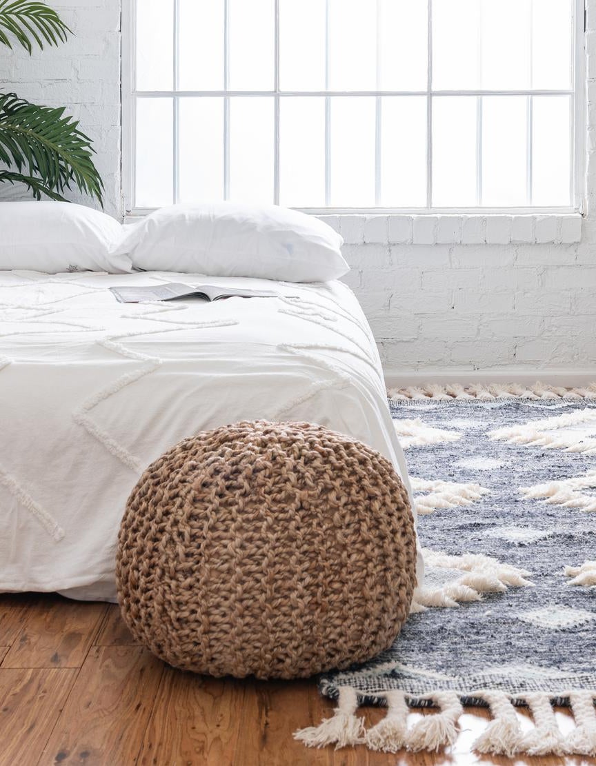 Dark Blue 9' x 12' 2 Hand Woven Arizona Wool Rug | Rugs.com