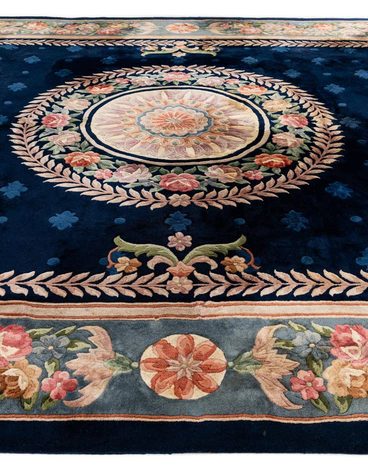 Detail image of  9' 1 x 12' 5  Hand Knotted Carved Pekin Wool Rug