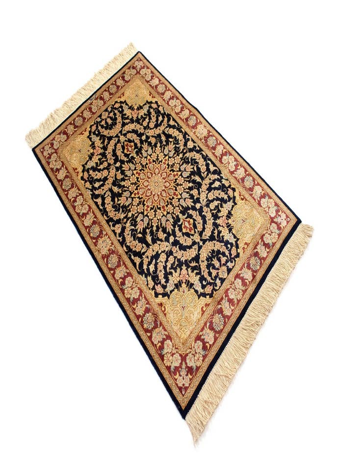 Detail image of  2' 7 x 4' Ghom Silk Rug