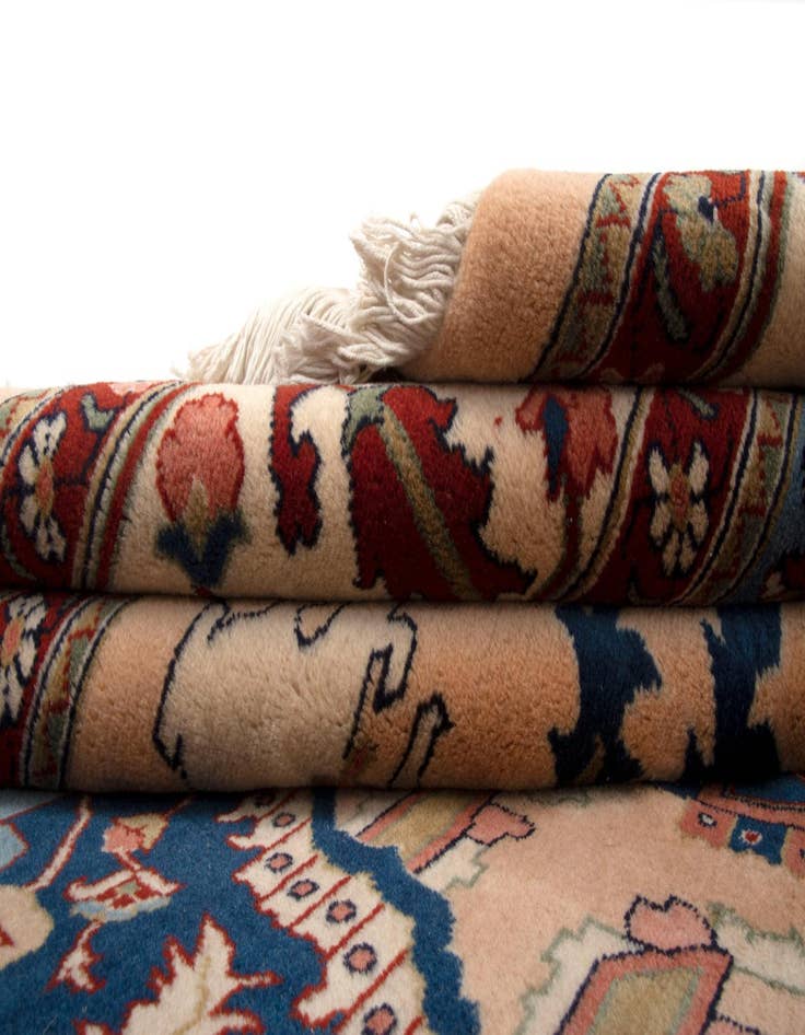 Detail image of  6' 7 x 9' 8  Hand Knotted Indo Tabriz Wool Rug