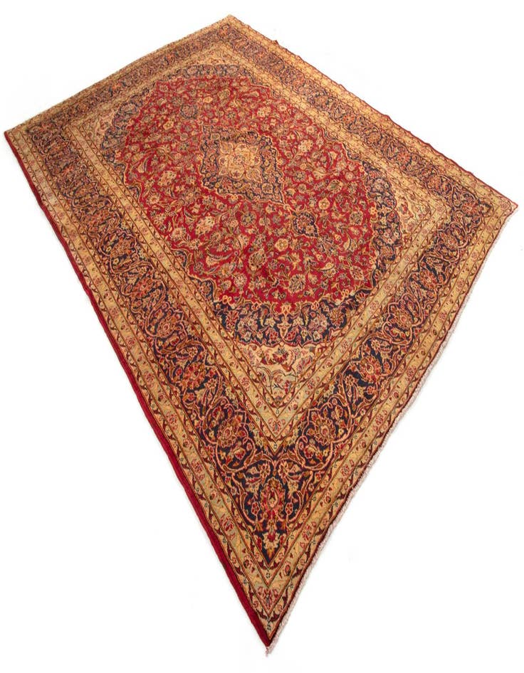 Detail image of  9' 9 x 13'  Hand Knotted Kashan Persian Wool Rug