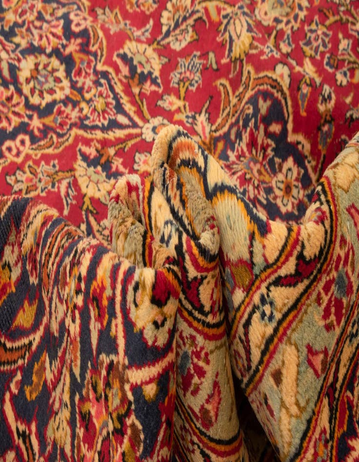 Detail image of  9' 9 x 13'  Hand Knotted Kashan Persian Wool Rug