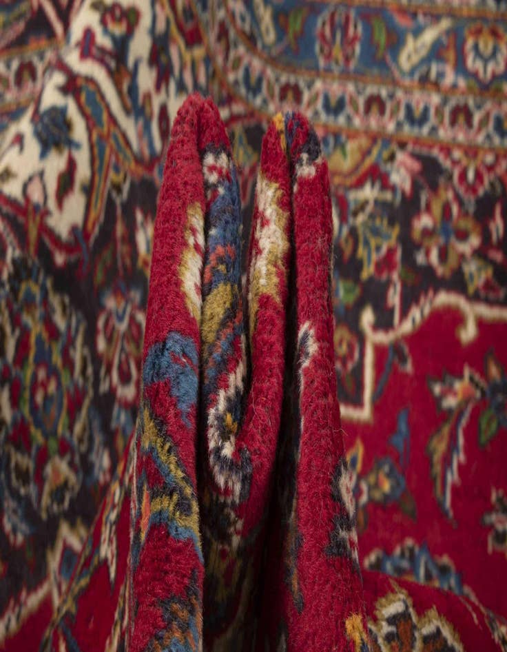 Detail image of  9' 4 x 12' 7  Hand Knotted Kashan Persian Wool Rug