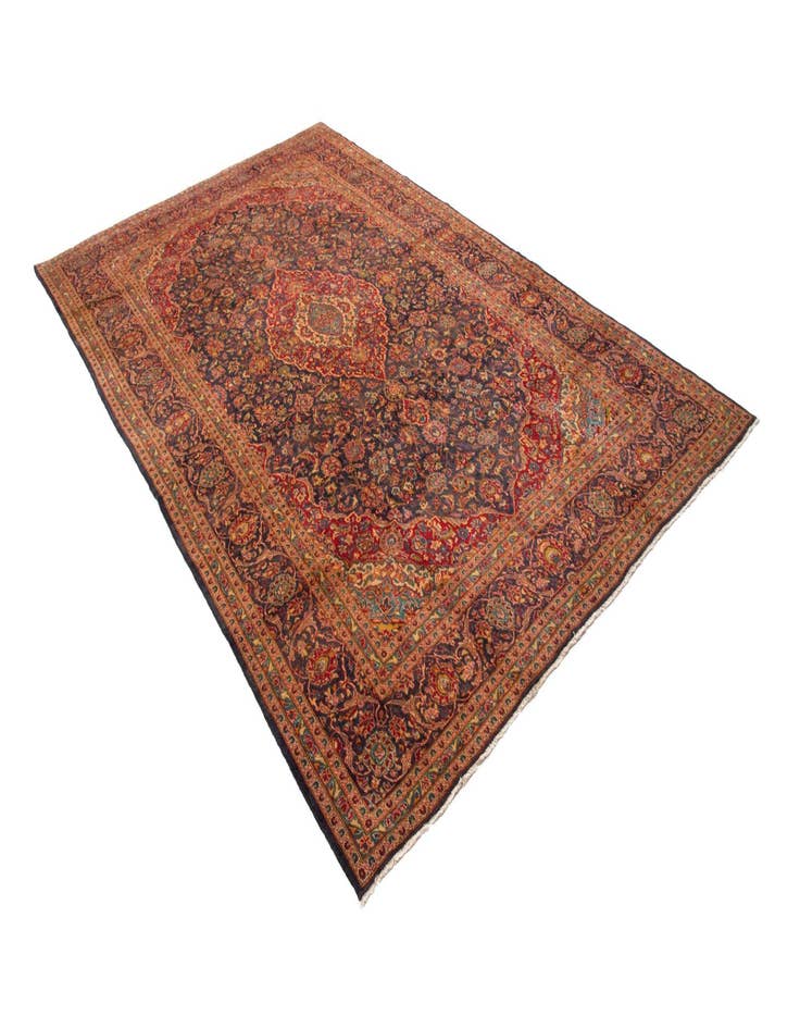 Detail image of  9' 6 x 14' 11  Hand Knotted Kashan Persian Wool Rug