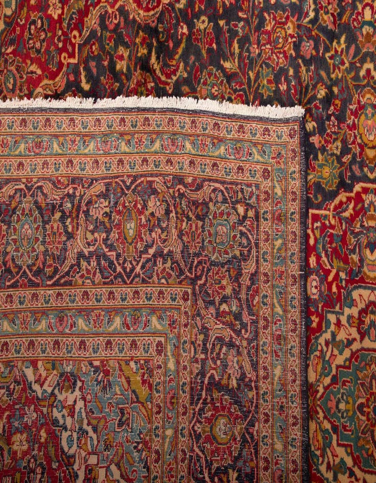 Detail image of  9' 6 x 14' 11  Hand Knotted Kashan Persian Wool Rug