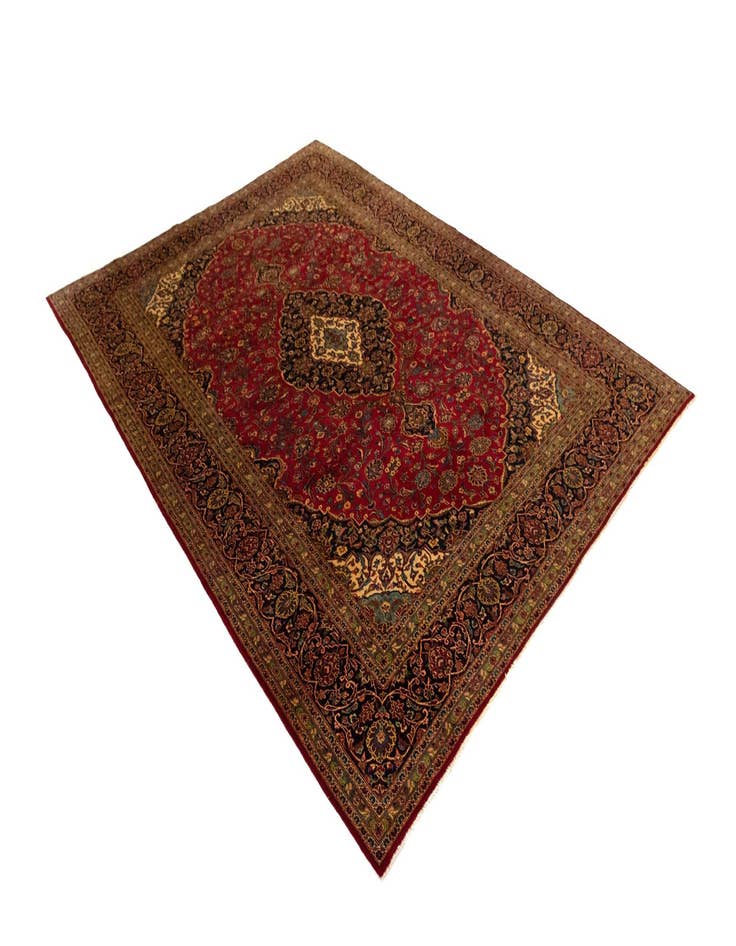 Detail image of  8' 3 x 11' 5  Hand Knotted Kashan Persian Rug