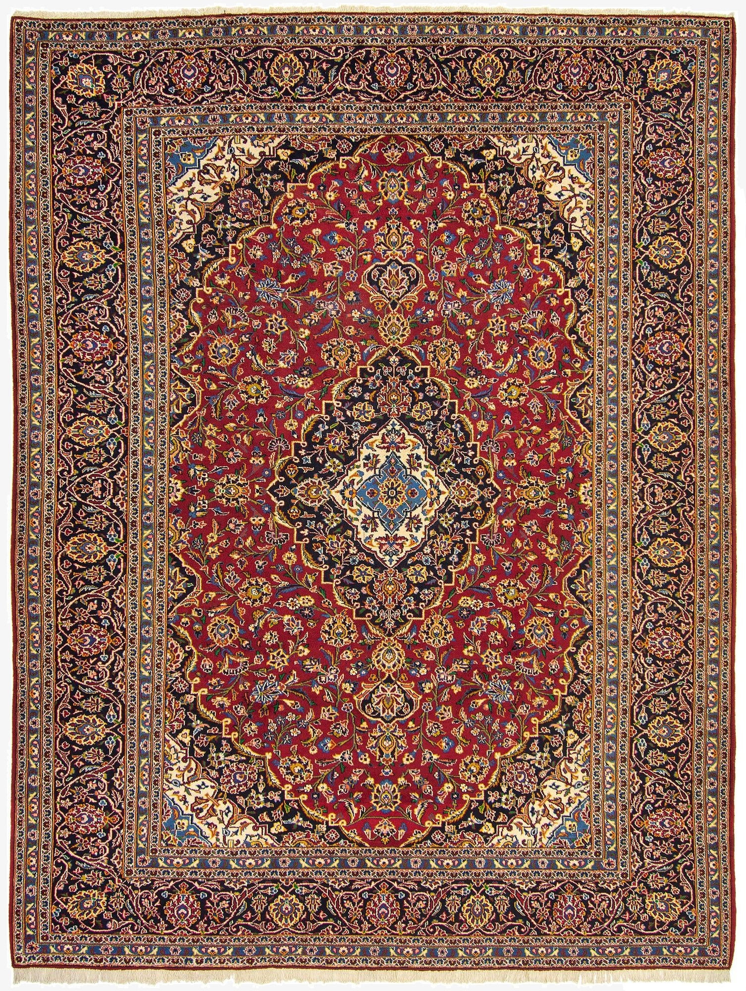  9' 11 x 12' 10  Hand Knotted Kashan Persian Wool Rug