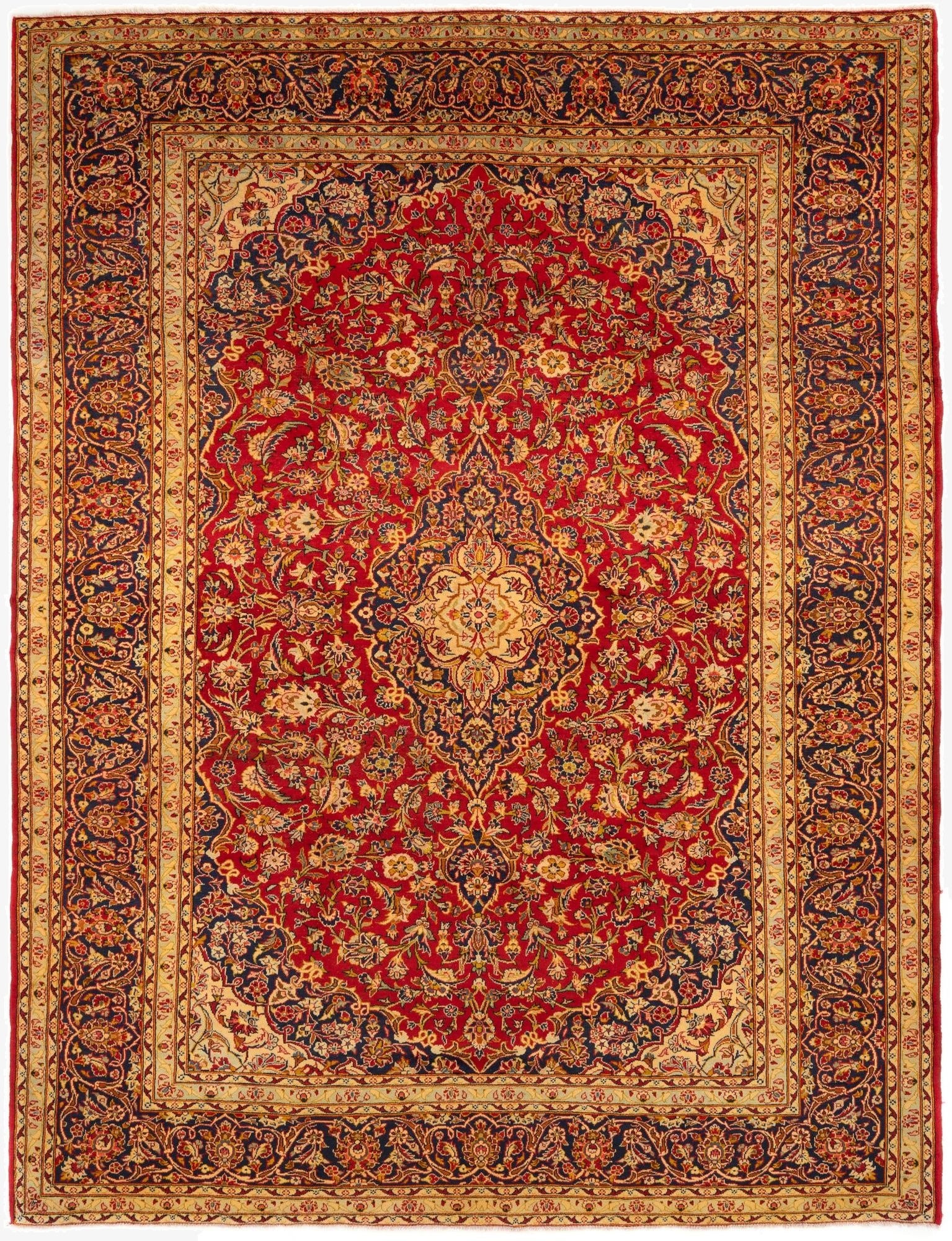  9' 9 x 13'  Hand Knotted Kashan Persian Wool Rug