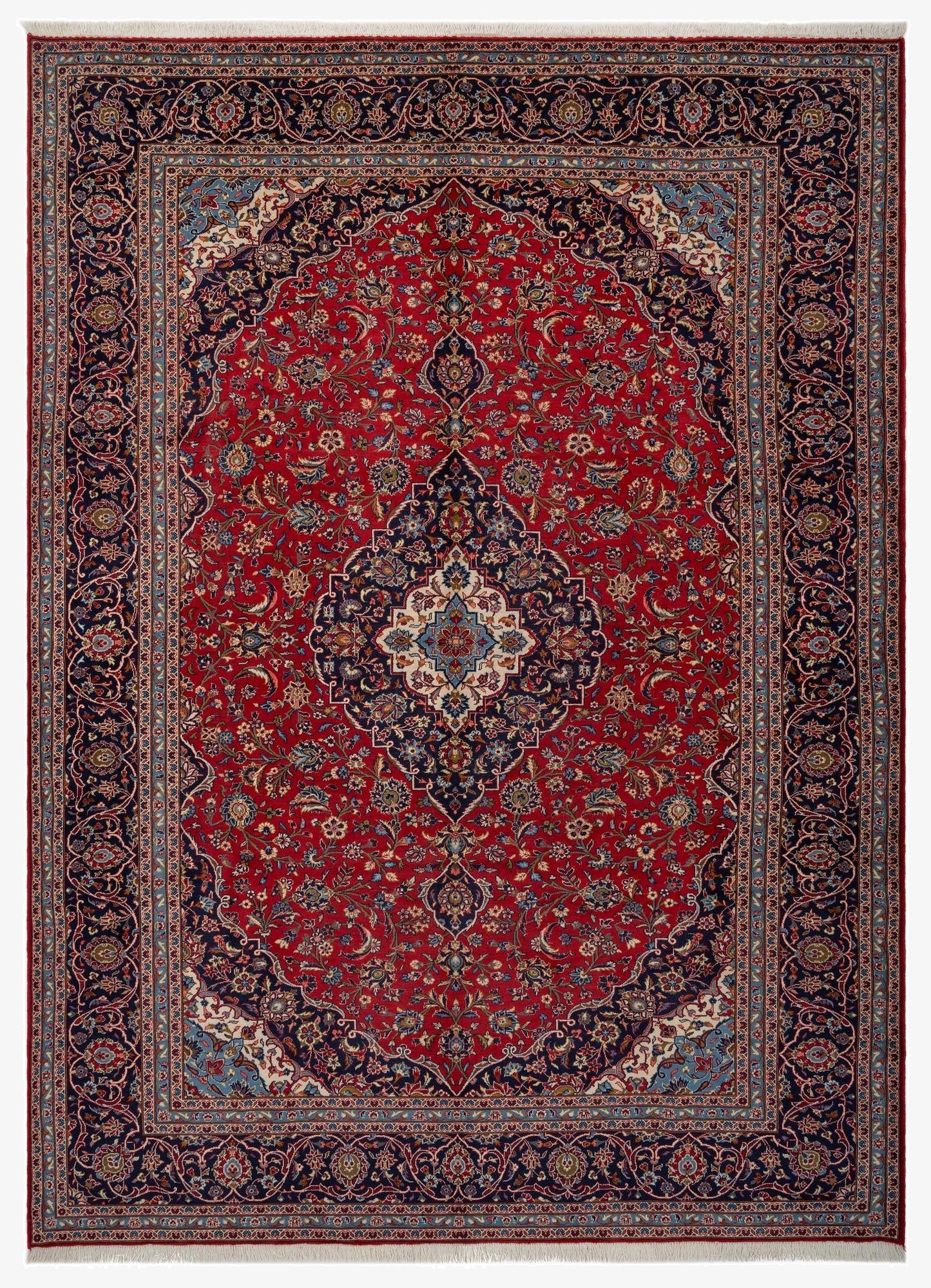  9' 8 x 13' 5  Hand Knotted Kashan Persian Wool Rug