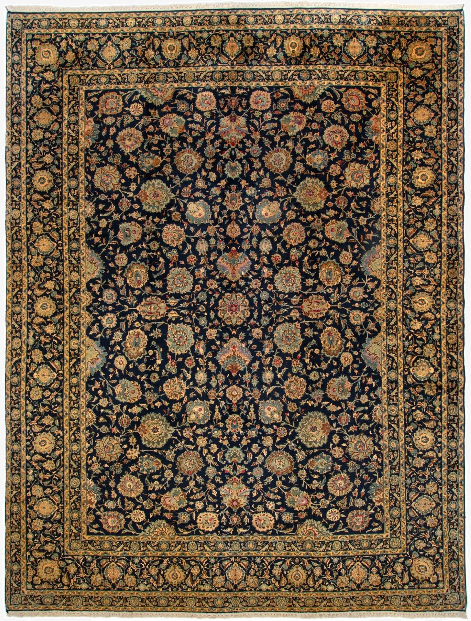  10' 3 x 13' 7  Hand Knotted Kashan Persian Wool Rug