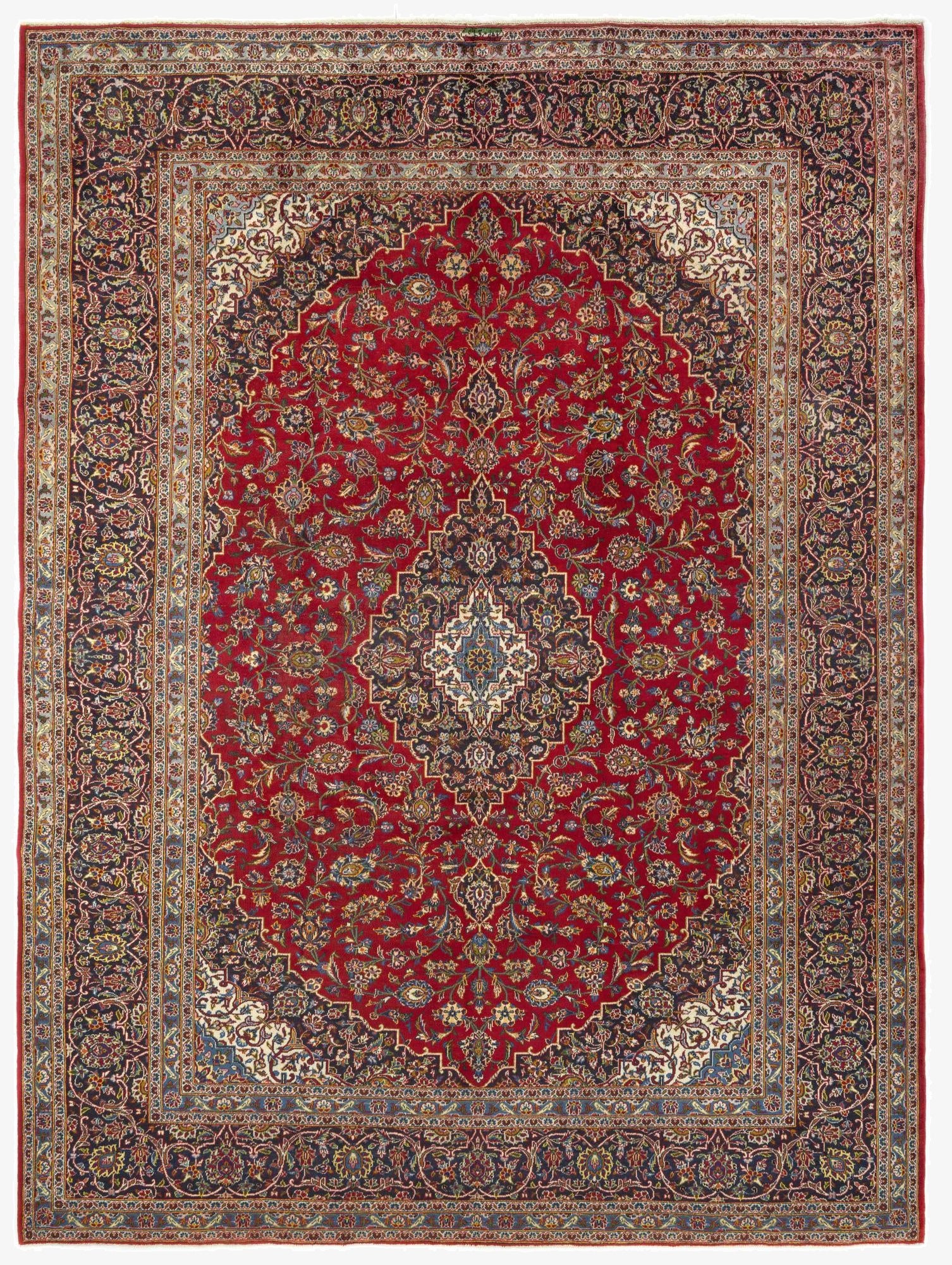  9' 3 x 12' 9  Hand Knotted Kashan Persian Wool Rug