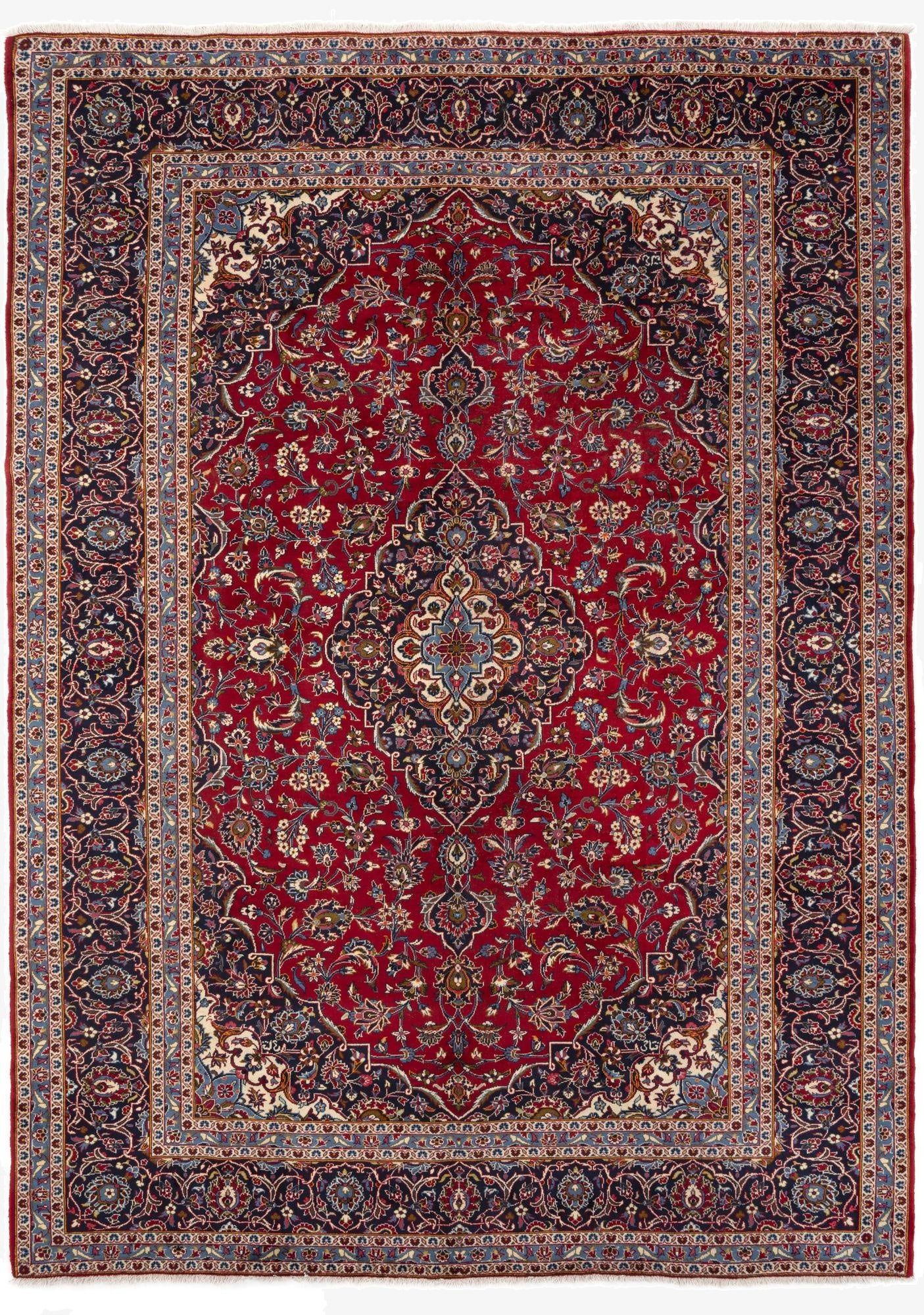  9' 9 x 13' 8  Hand Knotted Kashan Persian Wool Rug