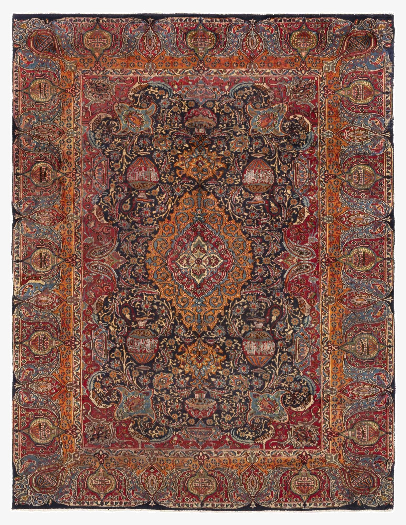  9' 4 x 12' 3  Hand Knotted Kashmar Persian Wool Rug