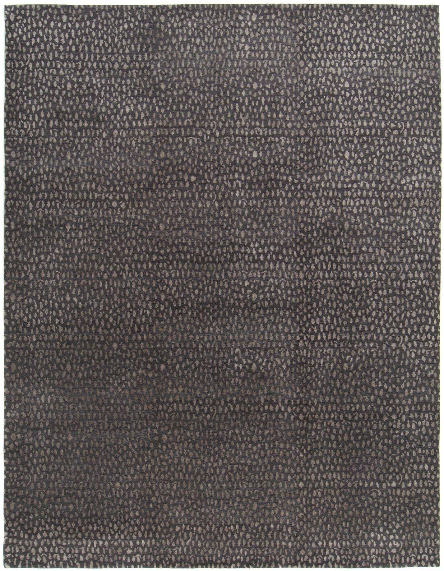 A rectangular 8x12 blue Persian rug with a subtle, textured pattern of small, organic shapes.