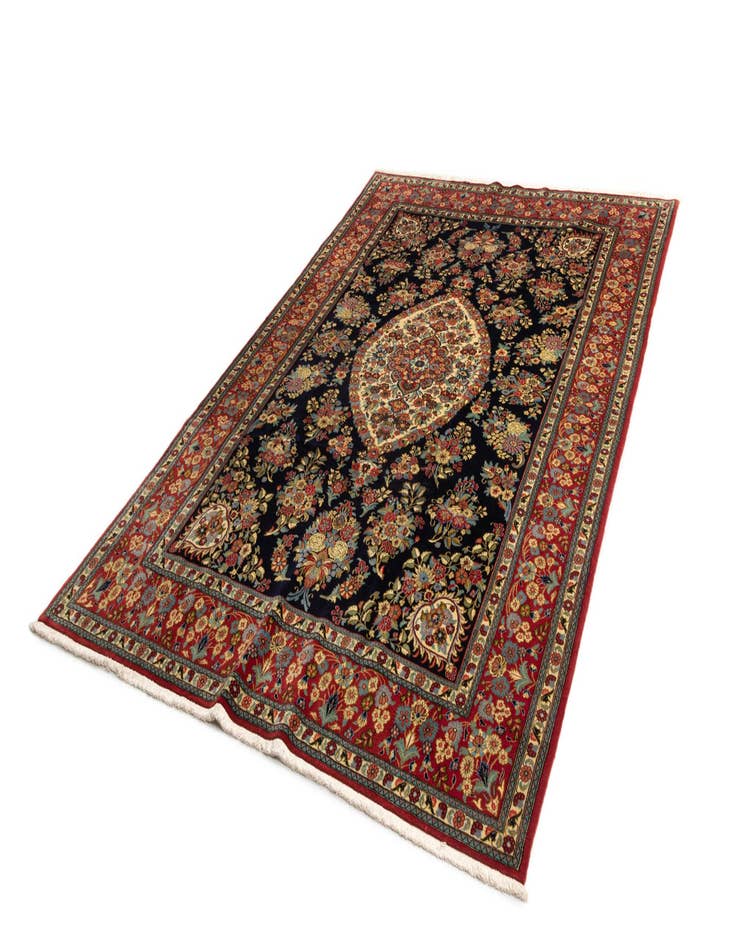 Detail image of  6' 8 x 10'  Hand Knotted Qom Persian Rug