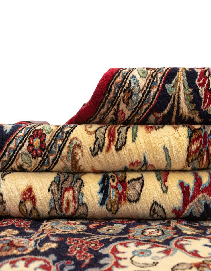 Detail image of  6' 7 x 9' 8  Hand Knotted Qom Persian Rug