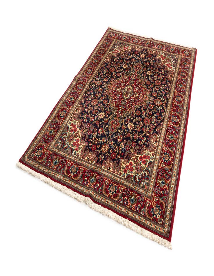 Detail image of  4' 9 x 7' 3  Hand Knotted Qom Persian Rug