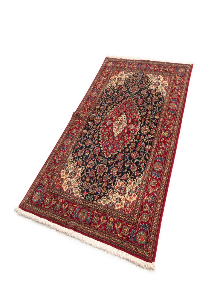 Detail image of  4' 6 x 6' 9  Hand Knotted Qom Persian Rug