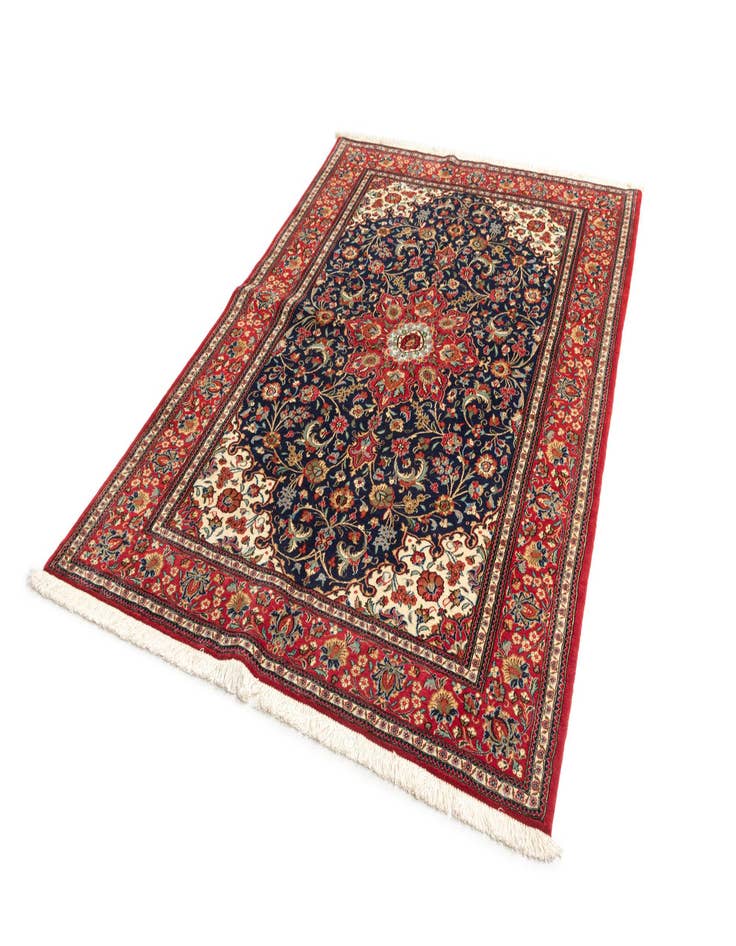 Detail image of  4' 9 x 7' 1  Hand Knotted Qom Persian Rug