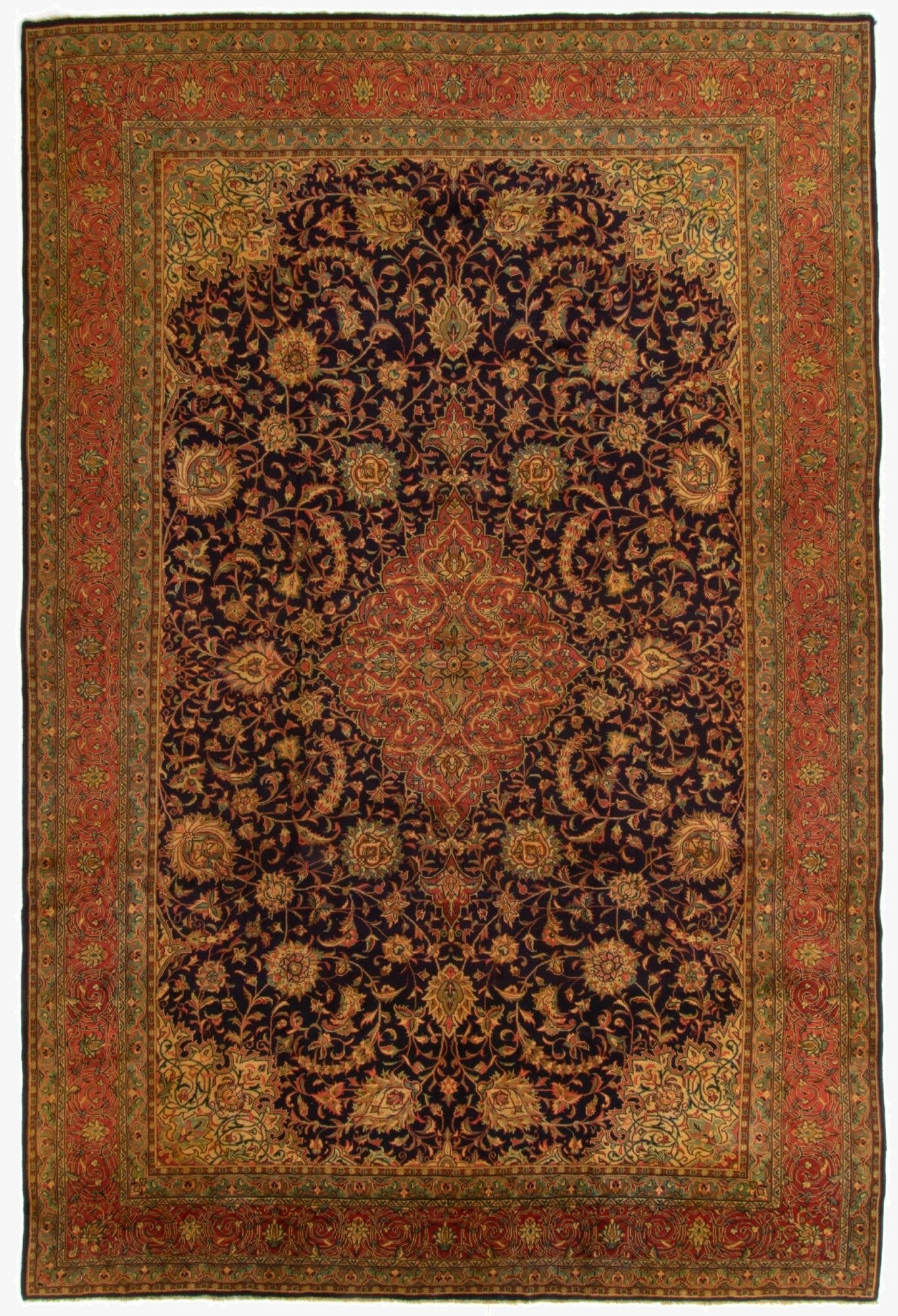  9' 10 x 13' 3  Hand Knotted Sarough Persian Wool Rug