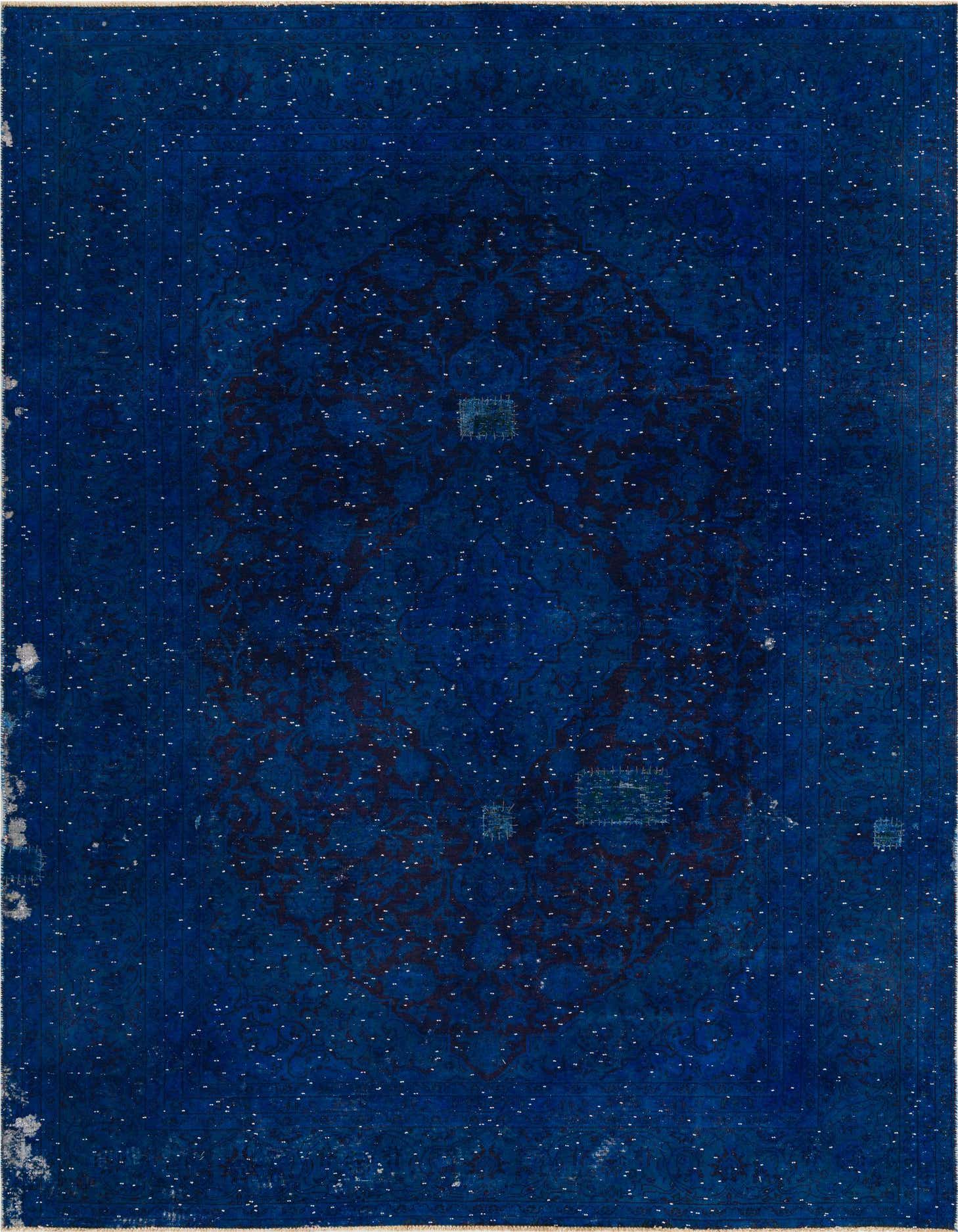 A 7x10 rectangular Ultra Vintage rug in deep blue, featuring a subtle distressed Persian medallion pattern.