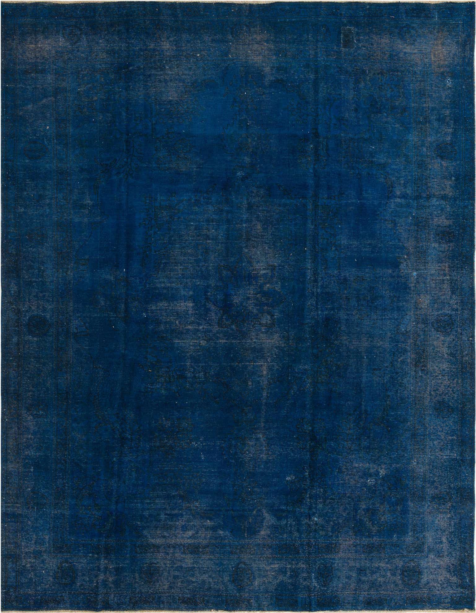 A 9x12 rectangular Ultra Vintage rug in deep blue with a faded Persian medallion pattern, suitable for a living room.