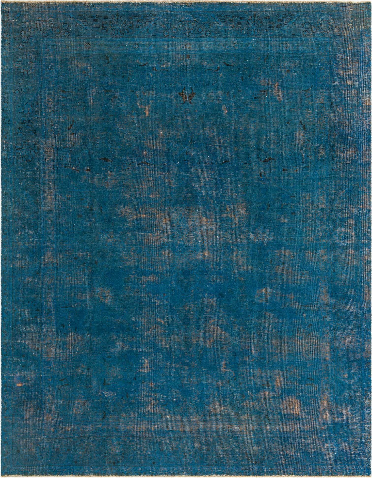 A rectangular 8x11 Ultra Vintage blue wool rug with a faded Persian medallion pattern, suitable for a living room.