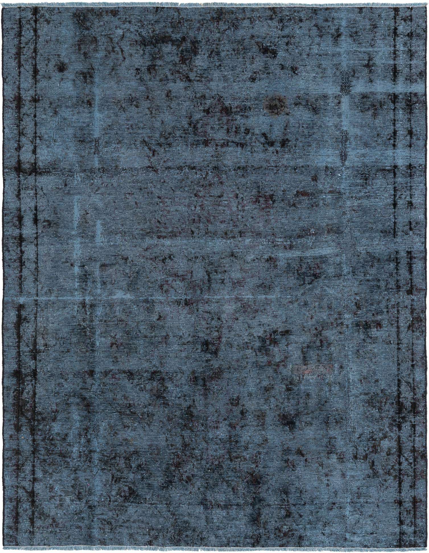 A rectangular 5x8 Ultra Vintage rug in varying shades of blue with a distressed Persian-style pattern, suitable for a living room.