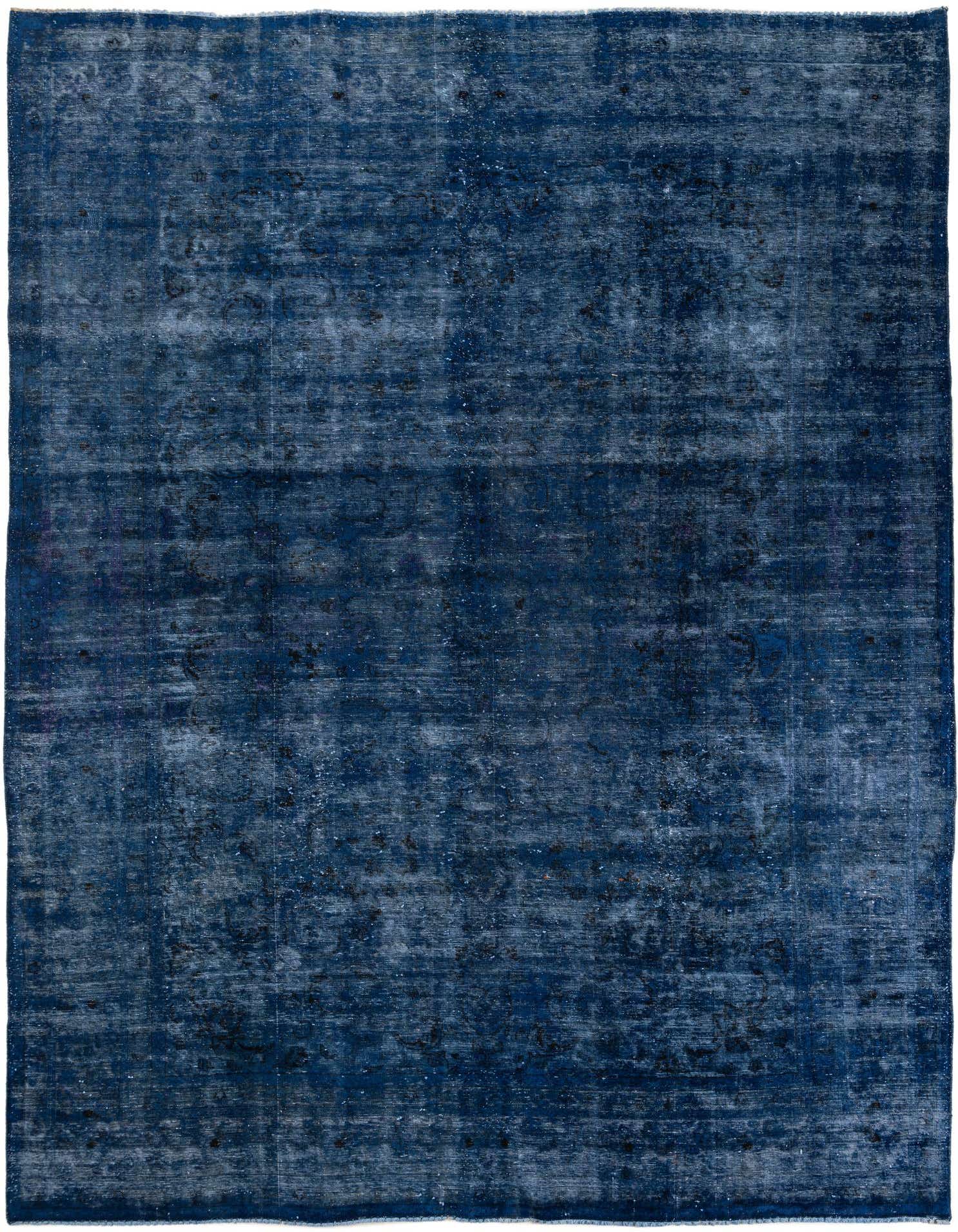 A 9x12 rectangular Ultra Vintage rug in deep blue with a faded Persian-style medallion pattern, suitable for a living room.