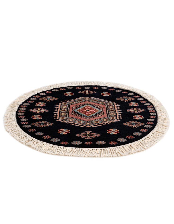 Detail image of  2' 1 x 2' 2  Hand Knotted Bokhara Oriental Wool Round Rug