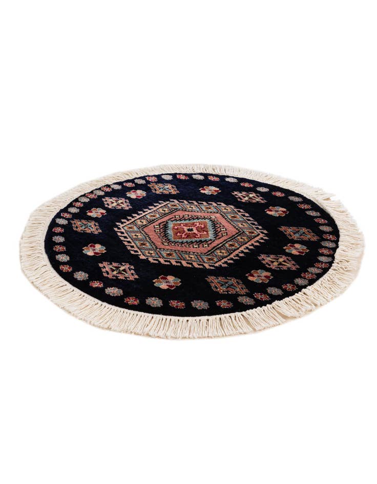 Detail image of  2' 1 x 2' 2  Hand Knotted Bokhara Oriental Wool Round Rug