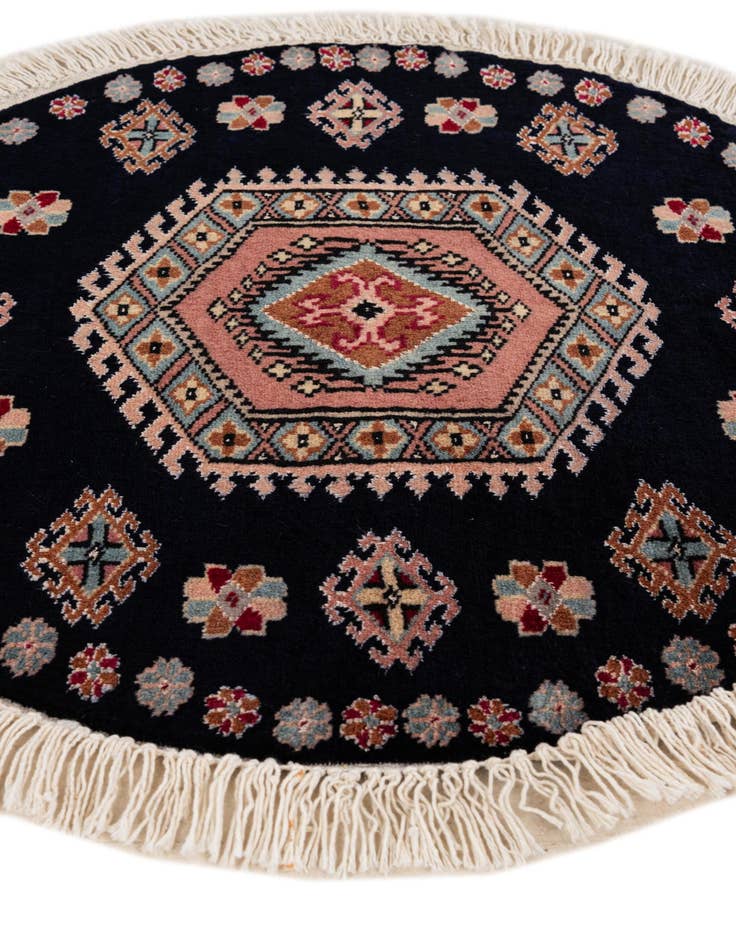 Detail image of  2' 1 x 2' 2  Hand Knotted Bokhara Oriental Wool Round Rug