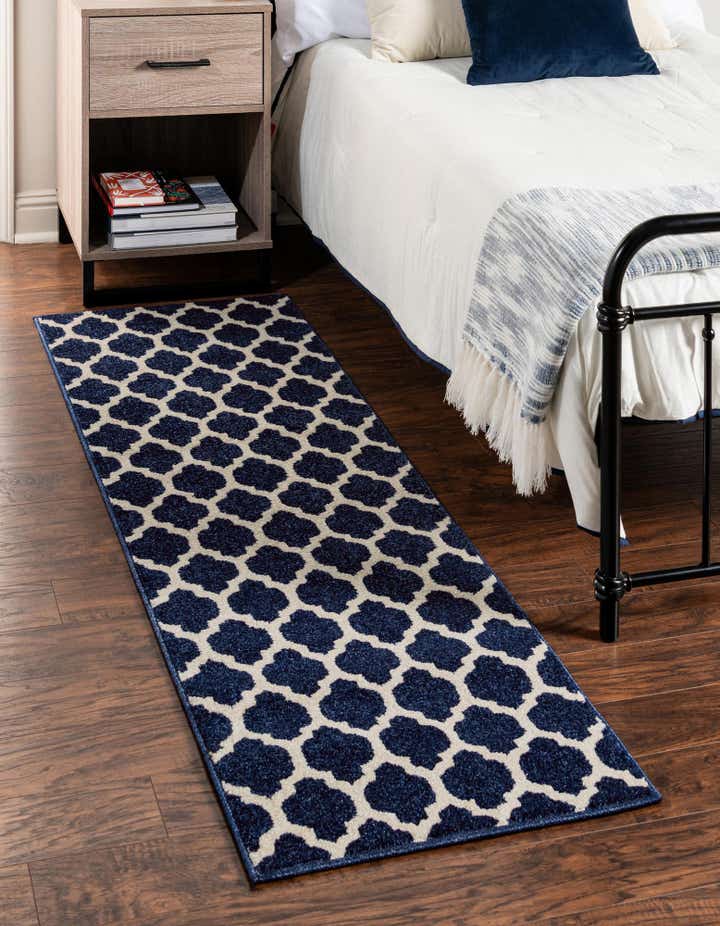 Dark Blue 2' 7 x 10' Lattice Runner Rug | Rugs.com