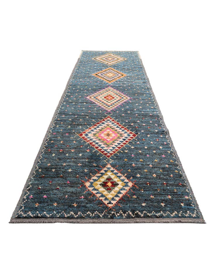 Detail image of 4' 3 x 12' 9 Hand Knotted Moroccan Wool Runner Rug