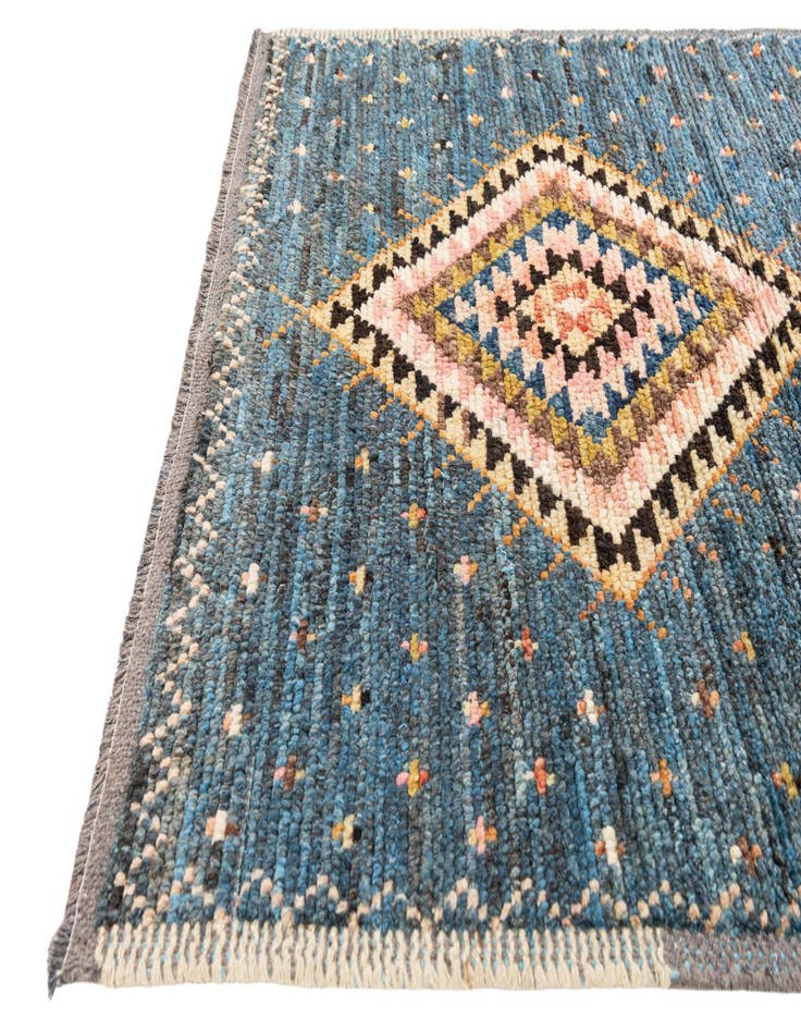 Detail image of 4' 3 x 12' 9 Hand Knotted Moroccan Wool Runner Rug