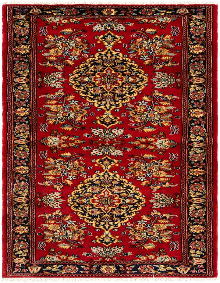  2' 8 x 6' 8  Hand Knotted Qom Persian Runner Rug