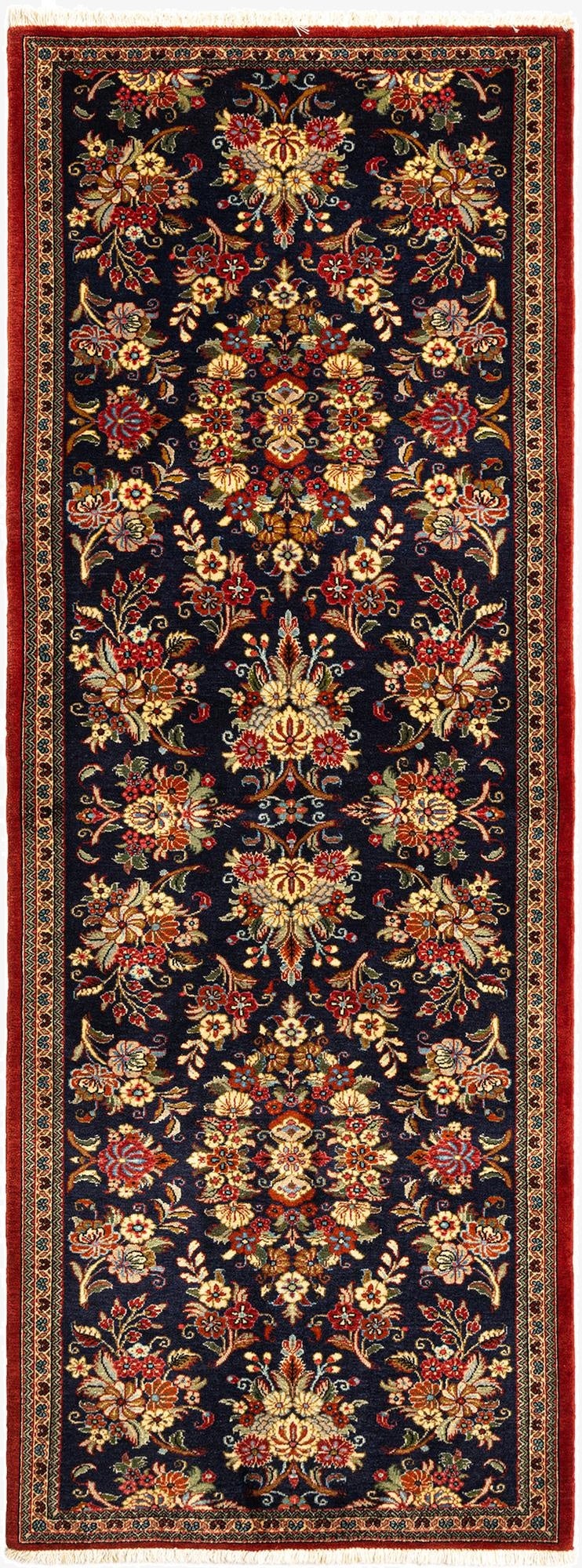  2' 7 x 6' 10  Hand Knotted Qom Persian Runner Rug