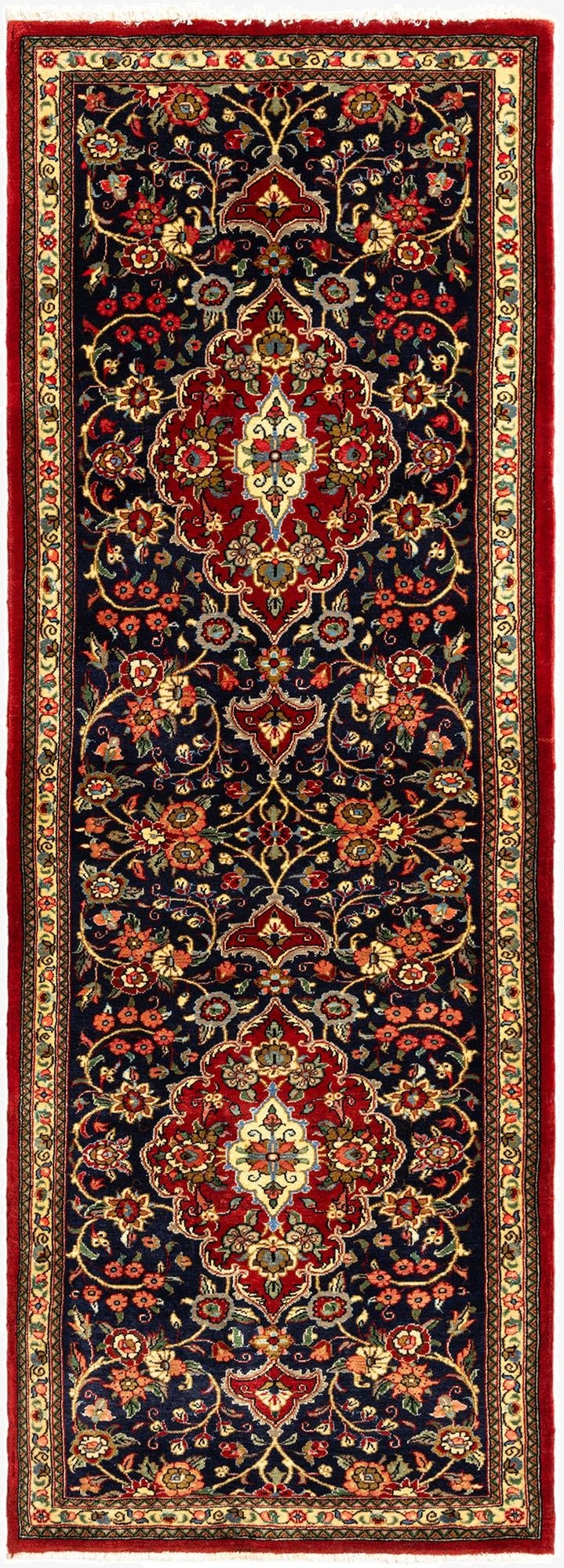  2' 5 x 6' 9  Hand Knotted Qom Persian Runner Rug