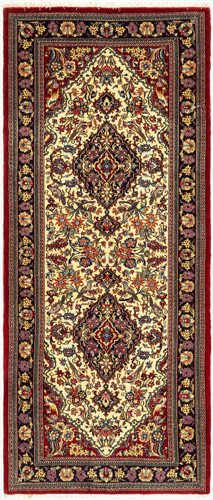  2' 9 x 6' 6  Hand Knotted Qom Persian Runner Rug