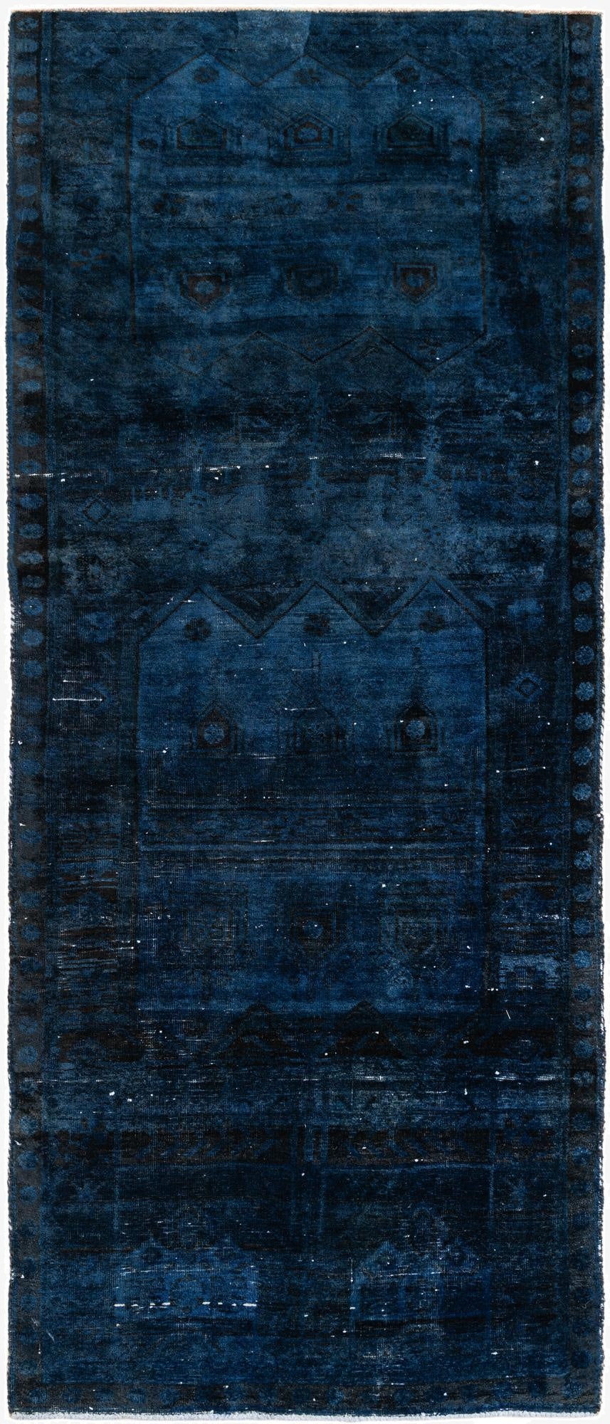  3' 10 x 9' 1  Hand Knotted Ultra Vintage Persian Wool Runner Rug