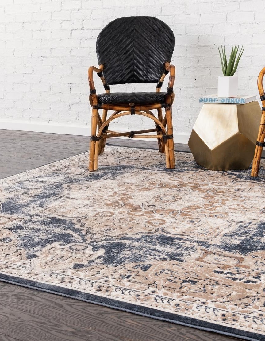 Dark Blue 7' x 7' Eliza Square Rug | Rugs.com