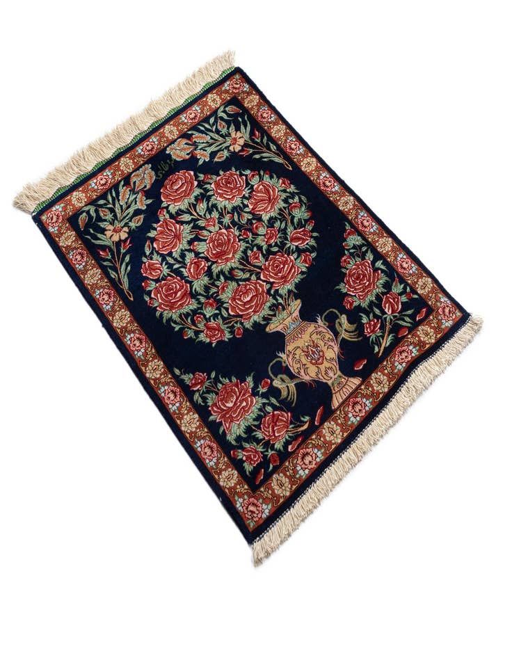 Detail image of  1' 9 x 2' 4 Ghom Silk Square Rug