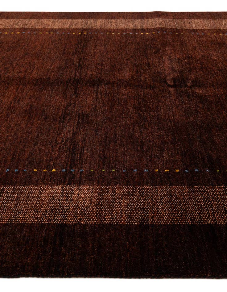 Detail image of  4' 10 x 7'  Hand Knotted Gabbeh Wool Rug