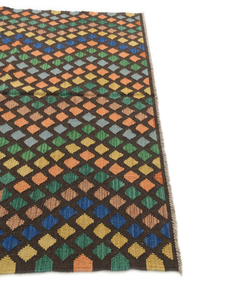 Detail image of  5' 8 x 7' 8  Hand Woven Kilim Modern Wool Rug