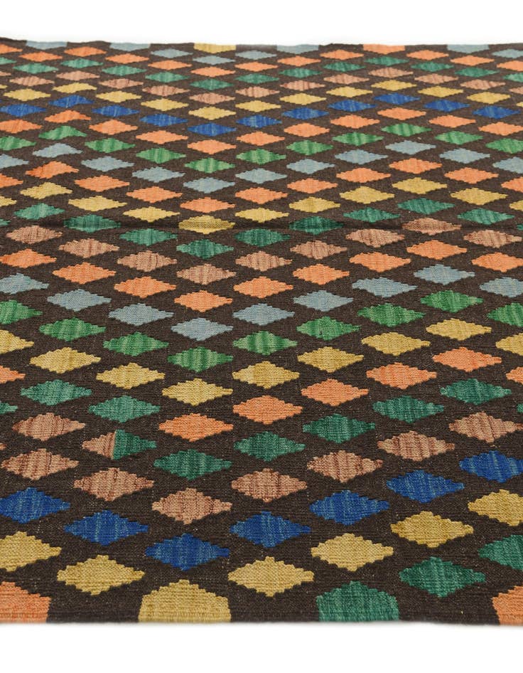 Detail image of  5' 8 x 7' 8  Hand Woven Kilim Modern Wool Rug