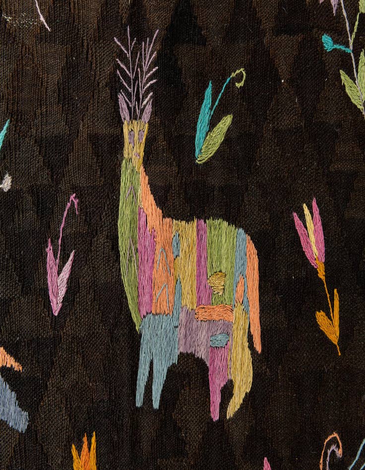 Detail image of  6' x 9'  Hand Woven Kilim Suzani Wool Rug