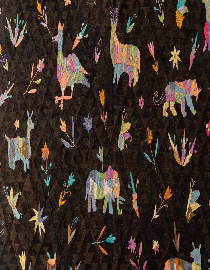 Detail image of  6' x 9'  Hand Woven Kilim Suzani Wool Rug